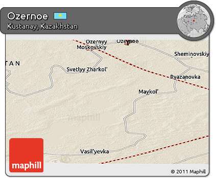 Shaded Relief Panoramic Map of Ozernoe