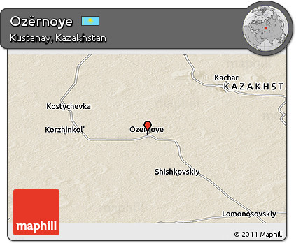 Shaded Relief Panoramic Map of Ozërnoye