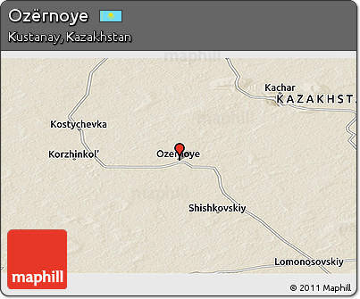 Shaded Relief Panoramic Map of Ozërnoye