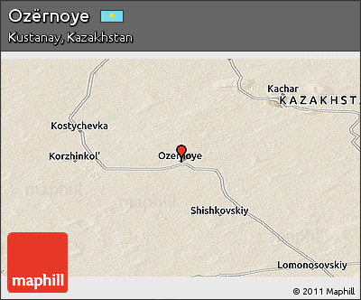 Shaded Relief Panoramic Map of Ozërnoye