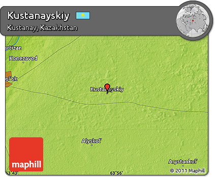 Physical Map of Kustanayskiy