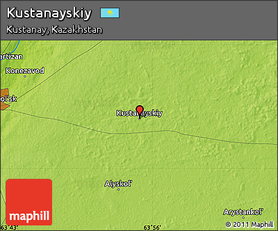 Physical Map of Kustanayskiy