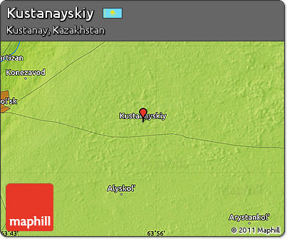Physical Map of Kustanayskiy