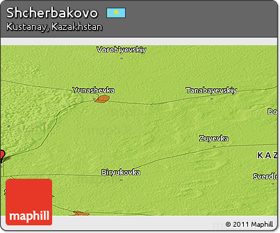 Physical Panoramic Map of Shcherbakovo