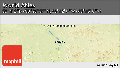 Physical Panoramic Map of the Area around 53° 17' 0" N, 66° 13' 29" W