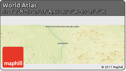 Physical Panoramic Map of the Area around 53° 17' 0" N, 66° 13' 29" W