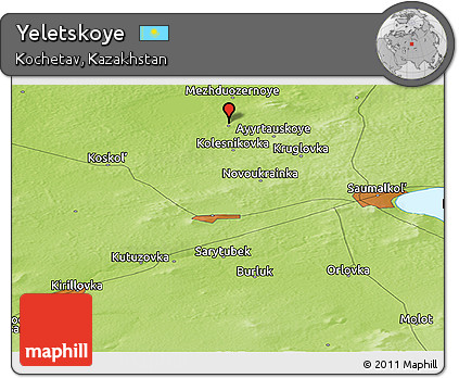 Physical Panoramic Map of Yeletskoye