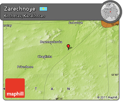Physical Map of Zarechnoye