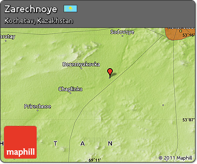 Physical Map of Zarechnoye