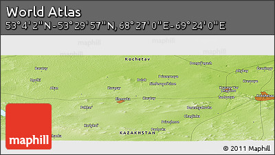 Physical Panoramic Map of the Area around 53° 17' 0" N, 68° 55' 30" E