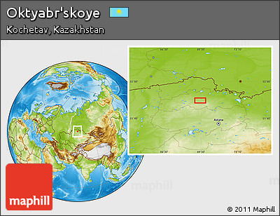 Physical Location Map of Oktyabr'skoye