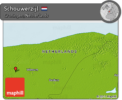 Physical 3D Map of Schouwerzijl