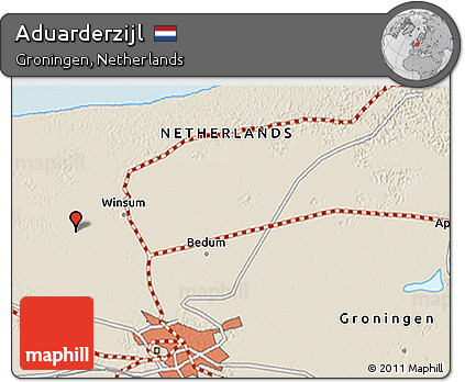 Shaded Relief 3D Map of Aduarderzijl