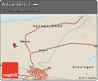 Shaded Relief 3D Map of Aduarderzijl