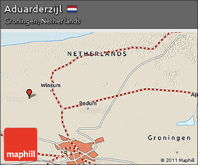 Shaded Relief 3D Map of Aduarderzijl