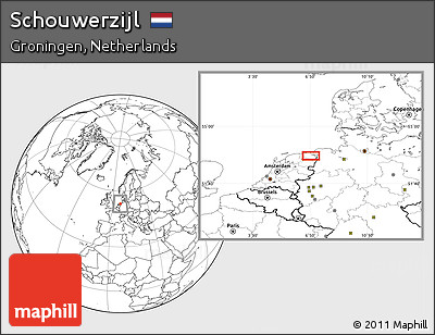 Blank Location Map of Schouwerzijl