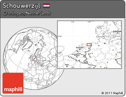 Blank Location Map of Schouwerzijl