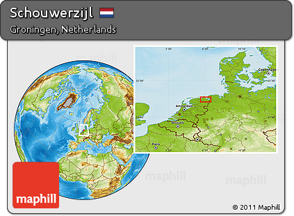 Physical Location Map of Schouwerzijl