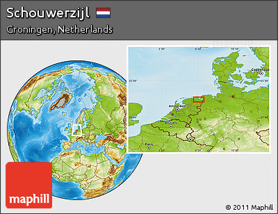 Physical Location Map of Schouwerzijl