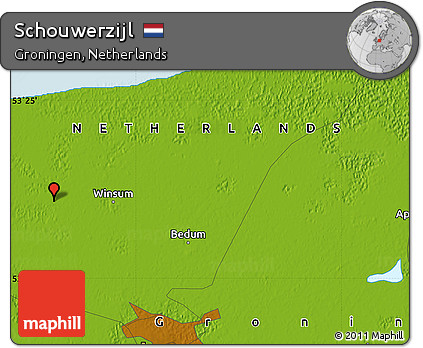 Physical Map of Schouwerzijl