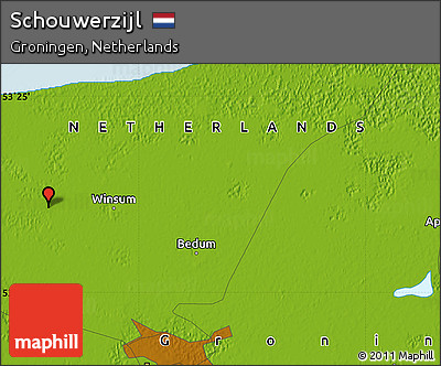 Physical Map of Schouwerzijl