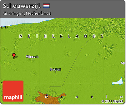 Physical Map of Schouwerzijl