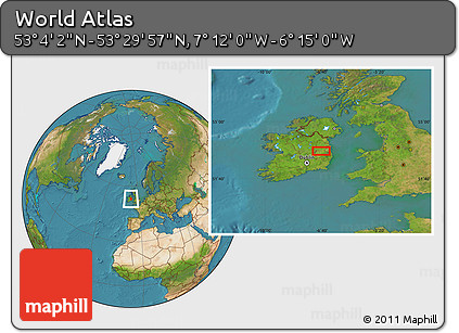 Satellite Location Map of the Area around 53° 17' 0" N, 6° 43' 29" W