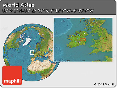 Satellite Location Map of the Area around 53° 17' 0" N, 6° 43' 29" W