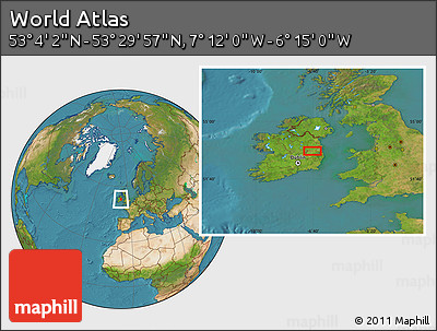 Satellite Location Map of the Area around 53° 17' 0" N, 6° 43' 29" W