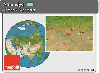 Satellite Location Map of Amandyq