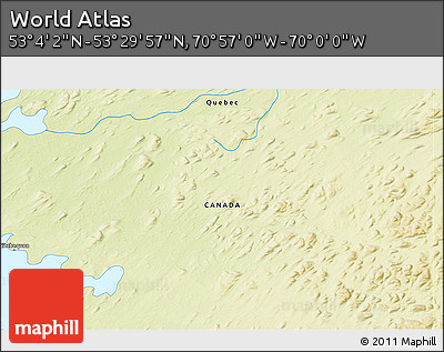 Physical 3D Map of the Area around 53° 17' 0" N, 70° 28' 29" W