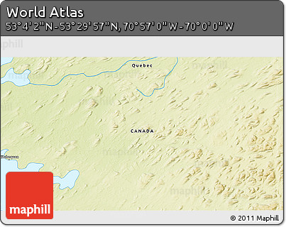 Physical 3D Map of the Area around 53° 17' 0" N, 70° 28' 29" W