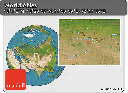 Satellite Location Map of the Area around 53° 17' 0" N, 72° 19' 29" E