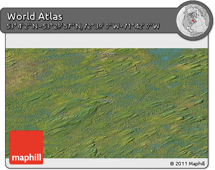 Satellite 3D Map of the Area around 53° 17' 0" N, 72° 10' 30" W