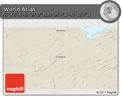 Shaded Relief 3D Map of the Area around 53° 17' 0" N, 72° 10' 30" W