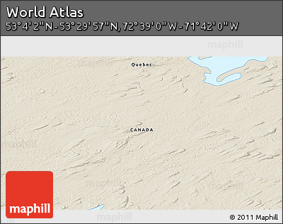 Shaded Relief 3D Map of the Area around 53° 17' 0" N, 72° 10' 30" W