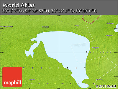 Physical Map of the Area around 53° 17' 0" N, 73° 10' 30" E