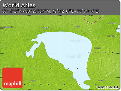 Physical Map of the Area around 53° 17' 0" N, 73° 10' 30" E