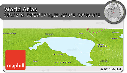 Physical Panoramic Map of the Area around 53° 17' 0" N, 73° 10' 30" E