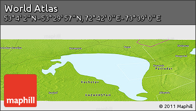 Physical Panoramic Map of the Area around 53° 17' 0" N, 73° 10' 30" E