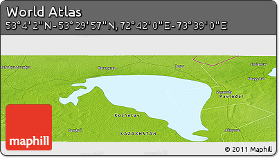 Physical Panoramic Map of the Area around 53° 17' 0" N, 73° 10' 30" E