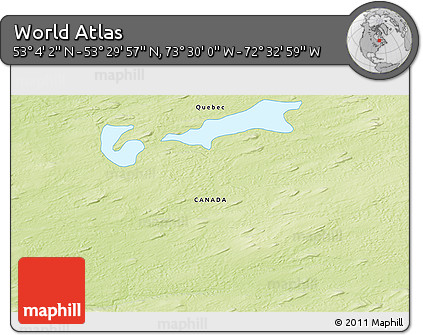Physical 3D Map of the Area around 53° 17' 0" N, 73° 1' 30" W