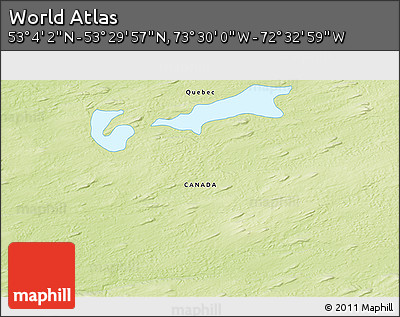 Physical 3D Map of the Area around 53° 17' 0" N, 73° 1' 30" W