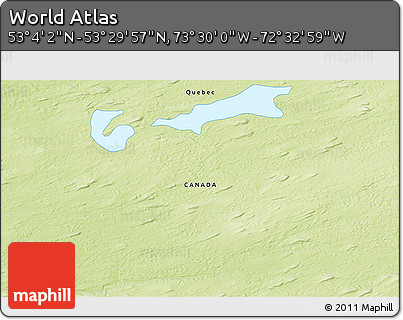 Physical 3D Map of the Area around 53° 17' 0" N, 73° 1' 30" W
