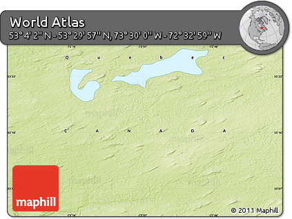 Physical Map of the Area around 53° 17' 0" N, 73° 1' 30" W