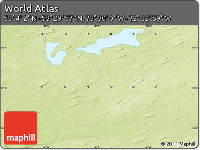 Physical Map of the Area around 53° 17' 0" N, 73° 1' 30" W