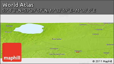Physical Panoramic Map of the Area around 53° 17' 0" N, 74° 1' 30" E