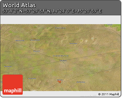 Satellite 3D Map of the Area around 53° 17' 0" N, 74° 52' 30" E