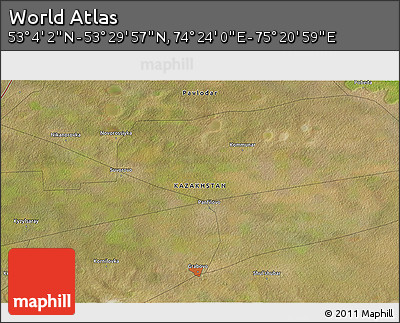 Satellite 3D Map of the Area around 53° 17' 0" N, 74° 52' 30" E