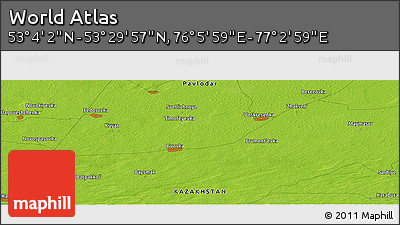 Physical Panoramic Map of the Area around 53° 17' 0" N, 76° 34' 29" E